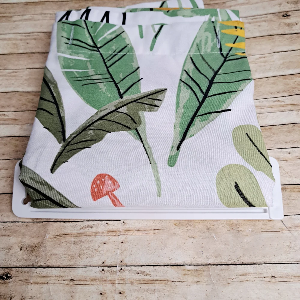 Pillowfort Floral Leaf Design White Green Yellow Shower Curtain